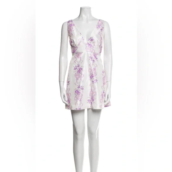 LoveShackFancy Pink and White Floral Mini Dress SZ 10